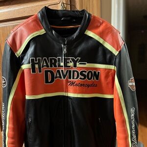 Harley-Davidson Black Quilted Jacket with Orange Accent